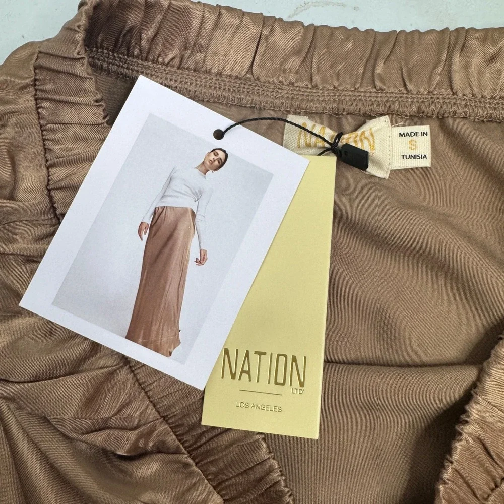 Nation LTD Maxi Skirt Women Size S Bronze Satin Viscose Rayon Slip Skirt Neutral
